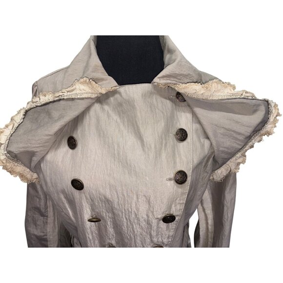 VTG Y2K Anthropologie Hazel Boho Jacket Taupe Lightweight Raw Hems Pockets M #g - Picture 5 of 13